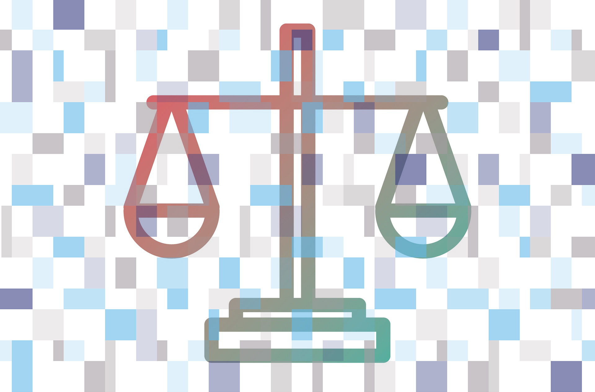 weegschaal met blauwe blokjes overlay